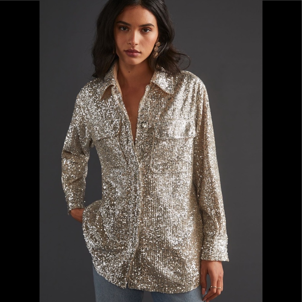ANTHROPOLOGIE NWT SHIMMER SHIRT JACKET 🔥